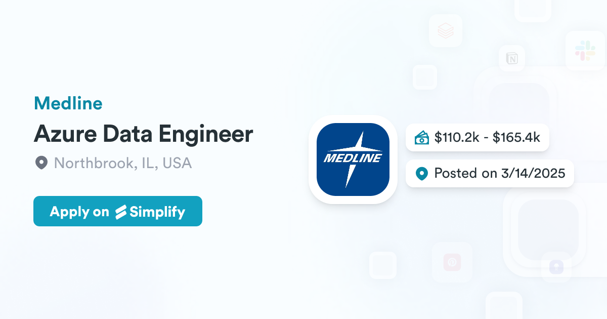 Azure Data Engineer Medline Simplify Jobs